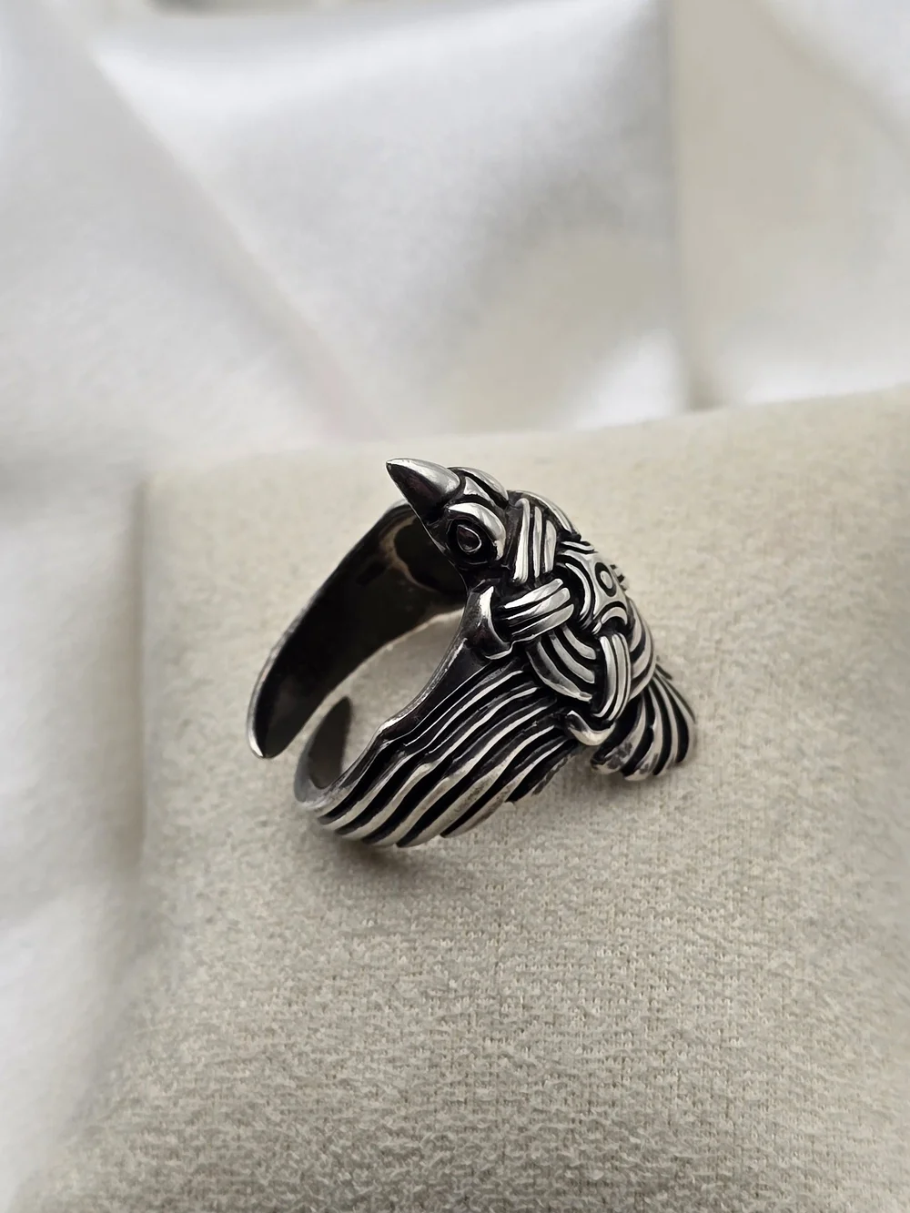 Luxury Oxidized Sterling Silver 925 Falcon Statement Ring